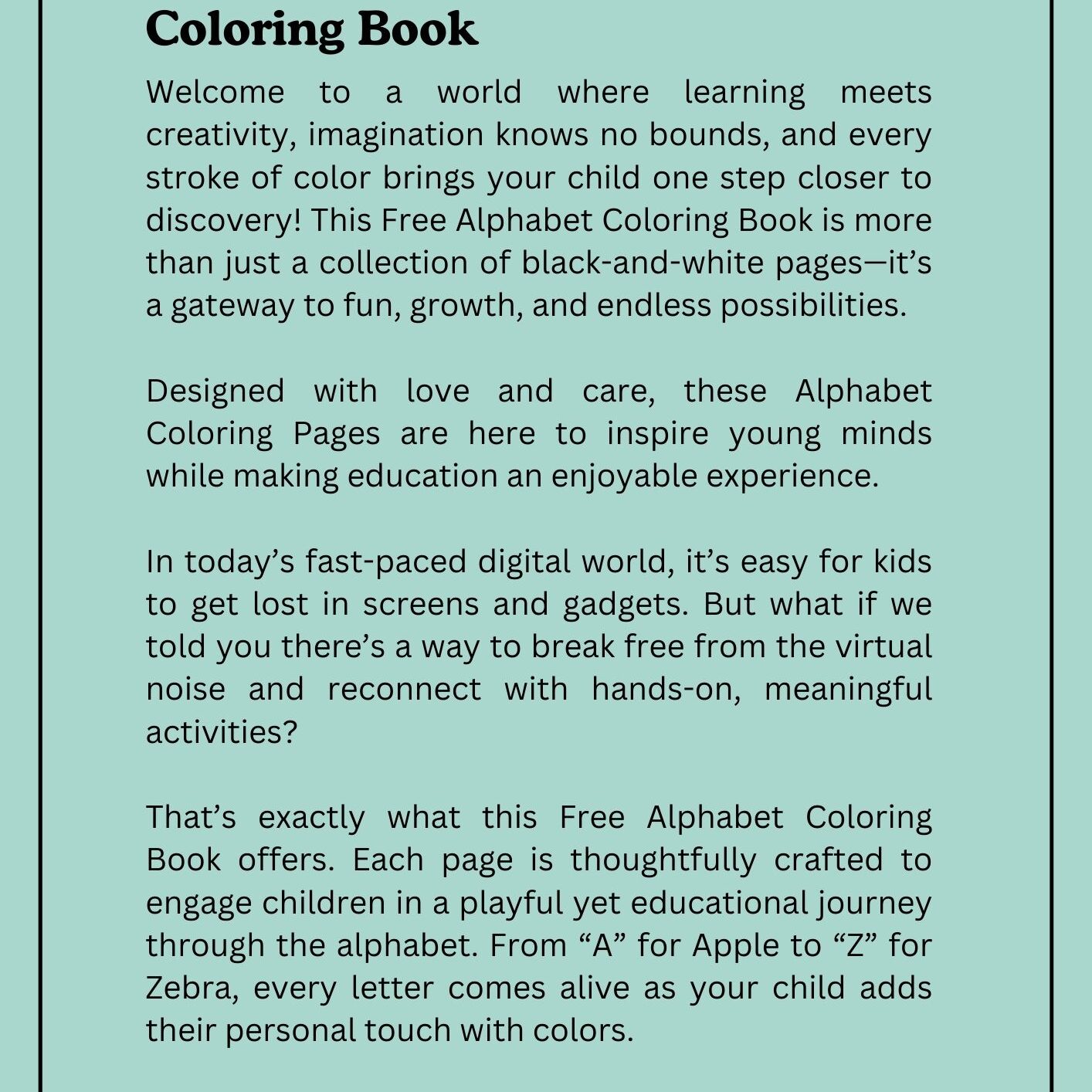 Free Alphabet Coloring Book